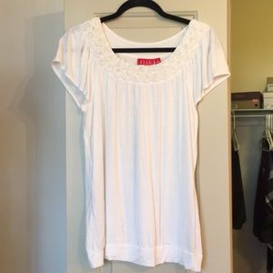 ELLE White Dressy Shirt with floral detail